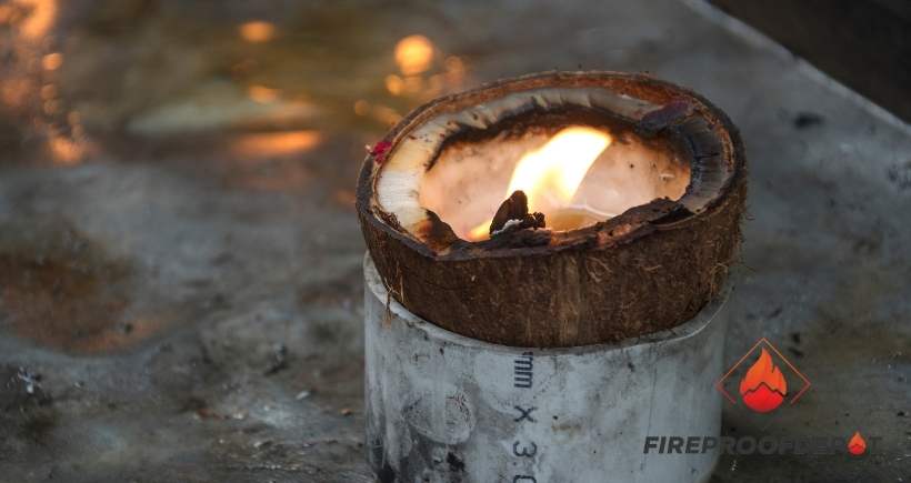 fire on coconut oil