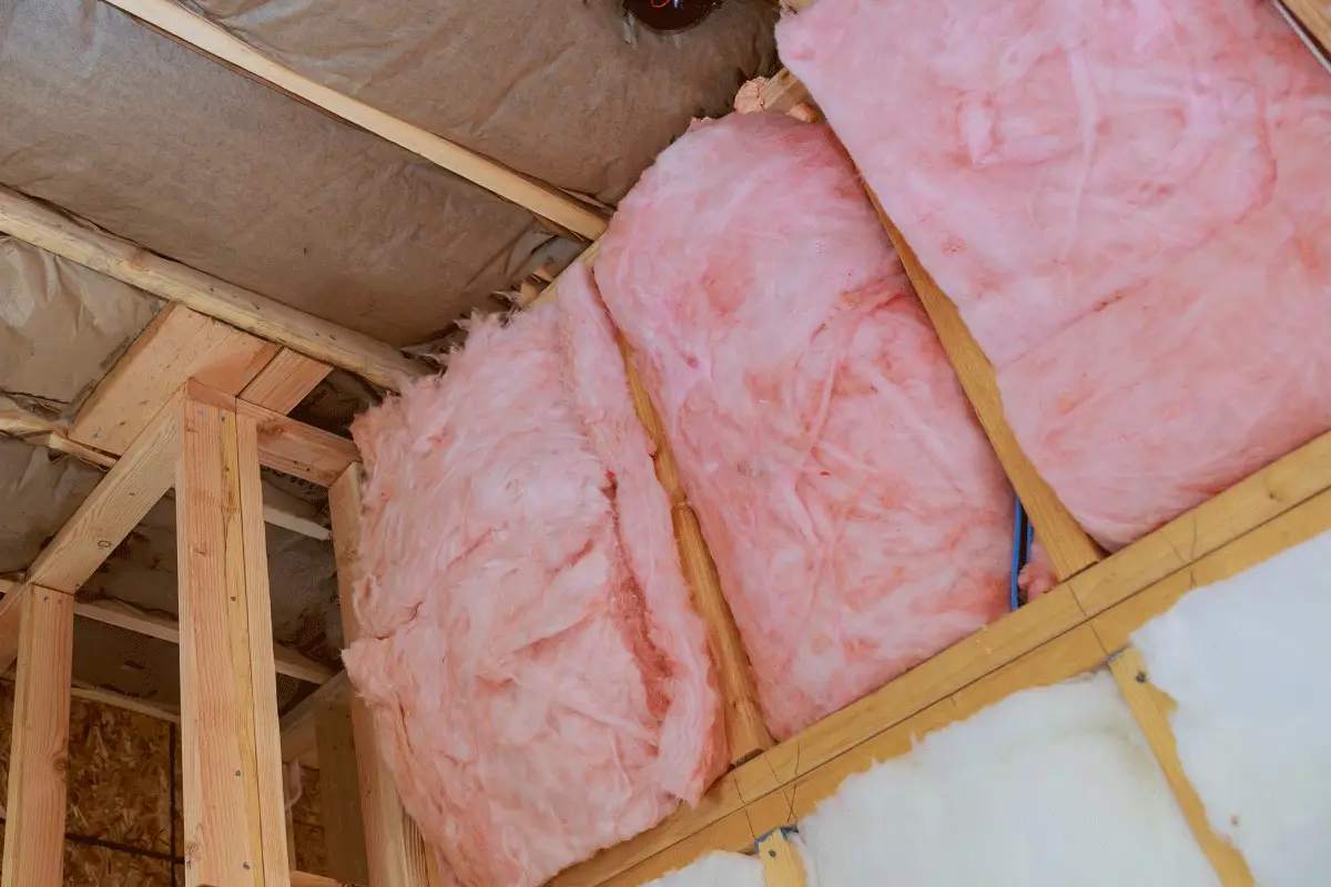 Fiberglass insulation in attic