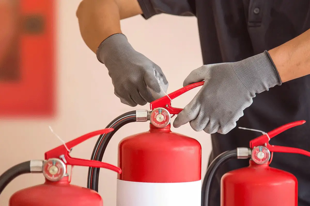 Several rechargeable fire extinguishers